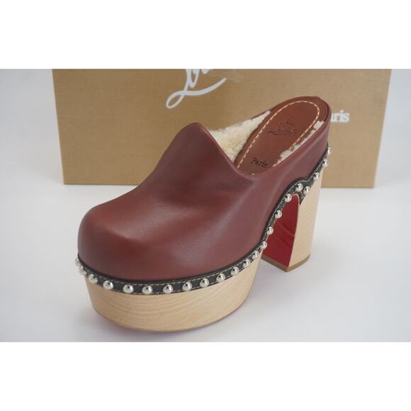 Christian Louboutin Joan Studded Platform Slide Mule Clog Sandal SZ 37 NIB $1295 - Picture 1 of 11